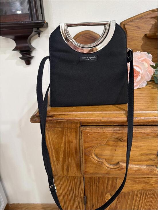 Handbags - Vintage Classic Kate Spade Black Nylon Handbag Purse Cross Body Silver Handles